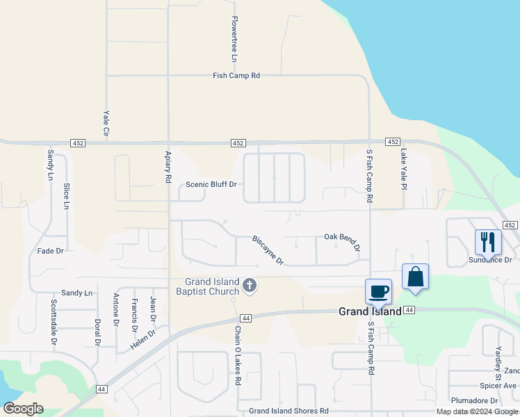 map of restaurants, bars, coffee shops, grocery stores, and more near 13627 Biscayne Grove Lane in Grand Island