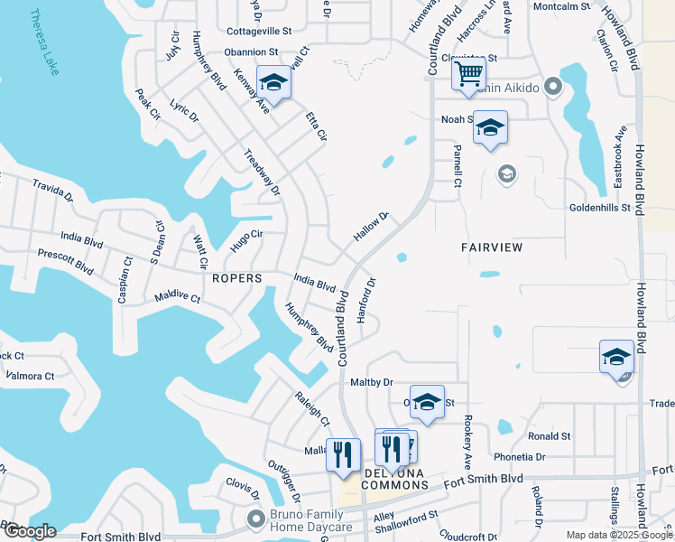 map of restaurants, bars, coffee shops, grocery stores, and more near 3037 Hallow Dr in Deltona