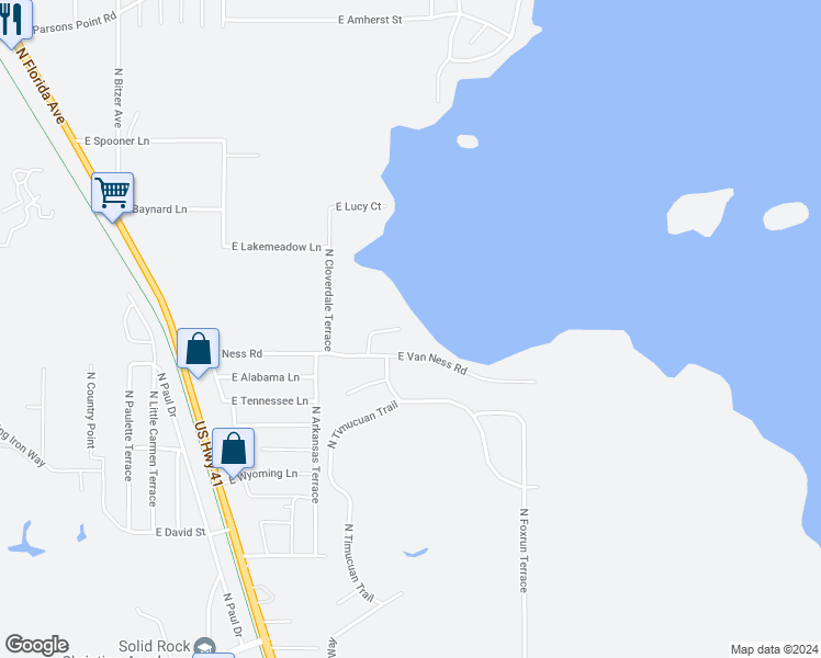 map of restaurants, bars, coffee shops, grocery stores, and more near 1745 North Warner Terrace in Hernando