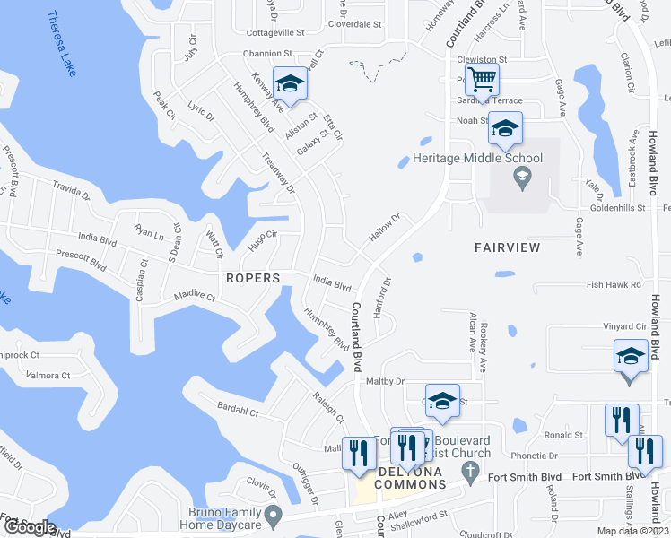 map of restaurants, bars, coffee shops, grocery stores, and more near 3019 Hallow Drive in Deltona