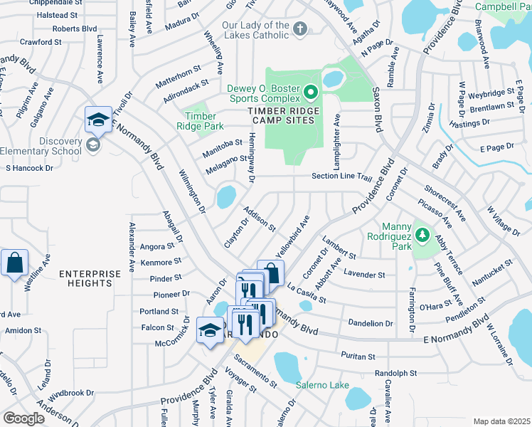 map of restaurants, bars, coffee shops, grocery stores, and more near 936 McKenny Avenue in Deltona