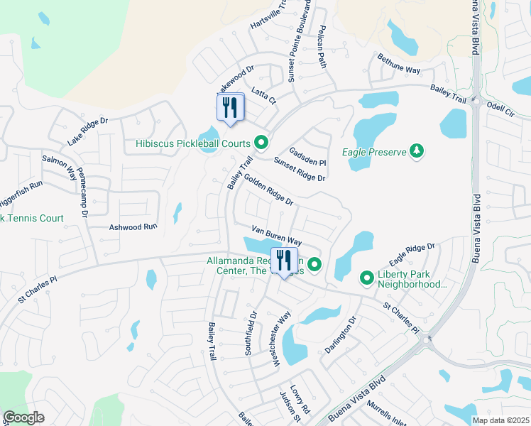 map of restaurants, bars, coffee shops, grocery stores, and more near 1846 Bamberg Avenue in The Villages