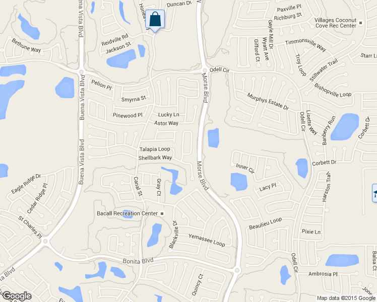 map of restaurants, bars, coffee shops, grocery stores, and more near 1765 Poppy Circle in The Villages