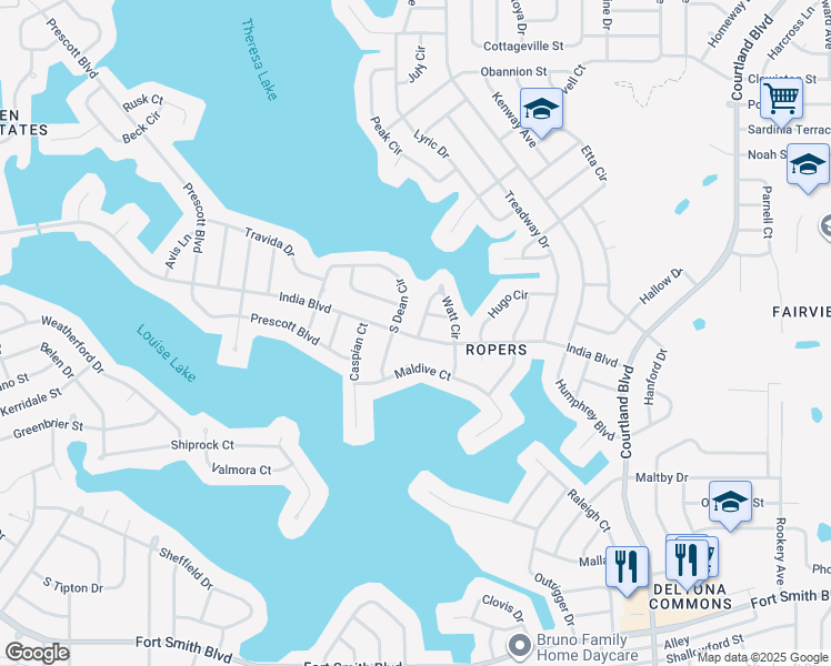 map of restaurants, bars, coffee shops, grocery stores, and more near 2826 India Boulevard in Deltona