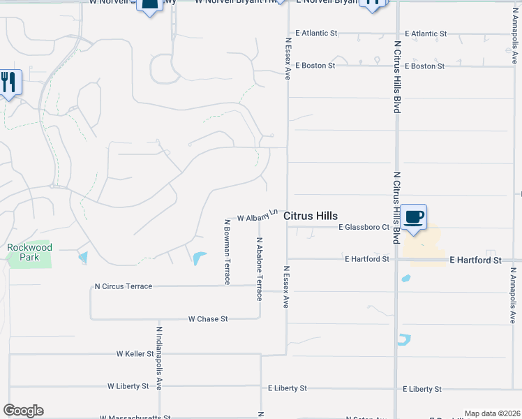 map of restaurants, bars, coffee shops, grocery stores, and more near 57 West Albany Lane in Hernando