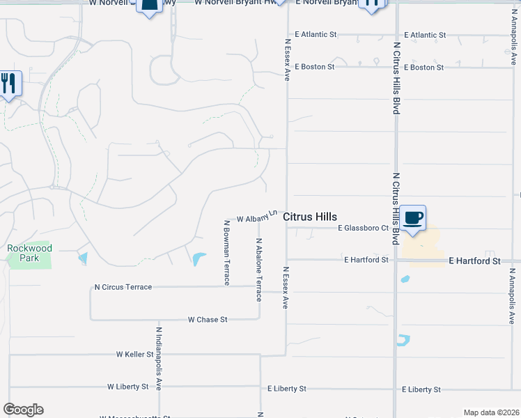 map of restaurants, bars, coffee shops, grocery stores, and more near 57 West Albany Lane in Hernando