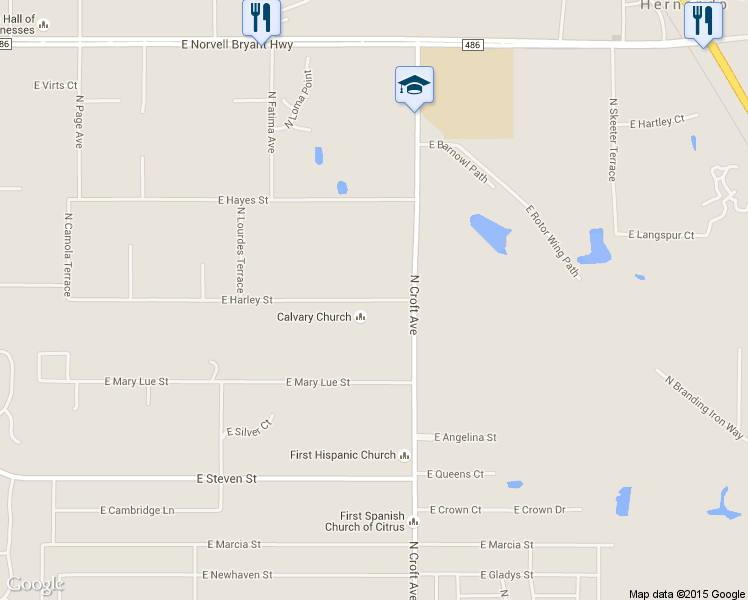 map of restaurants, bars, coffee shops, grocery stores, and more near 2765 East Harley Street in Inverness