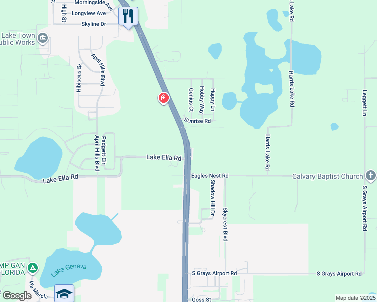 map of restaurants, bars, coffee shops, grocery stores, and more near in Fruitland Park