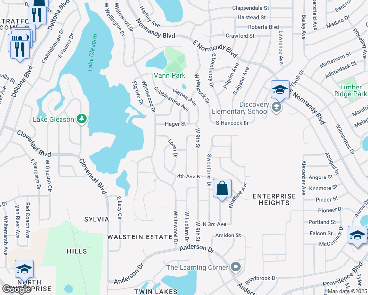 map of restaurants, bars, coffee shops, grocery stores, and more near 950 Millenbeck Avenue in Deltona