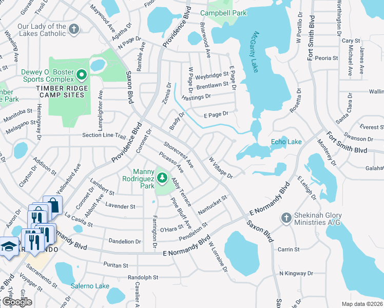 map of restaurants, bars, coffee shops, grocery stores, and more near 938 Saxon Boulevard in Deltona