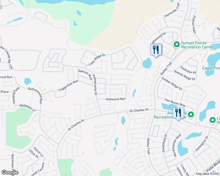 map of restaurants, bars, coffee shops, grocery stores, and more near 1625 Boxwood Terrace in The Villages