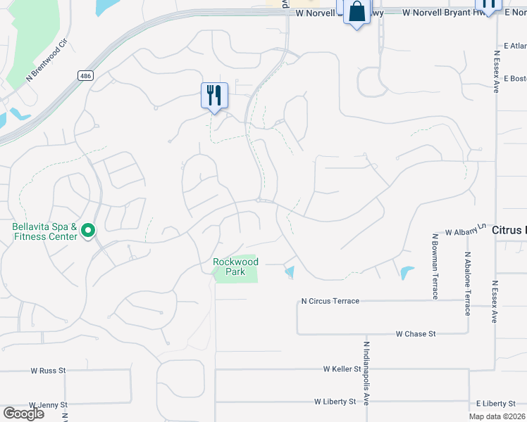 map of restaurants, bars, coffee shops, grocery stores, and more near 1805 North Gibson Point in Hernando