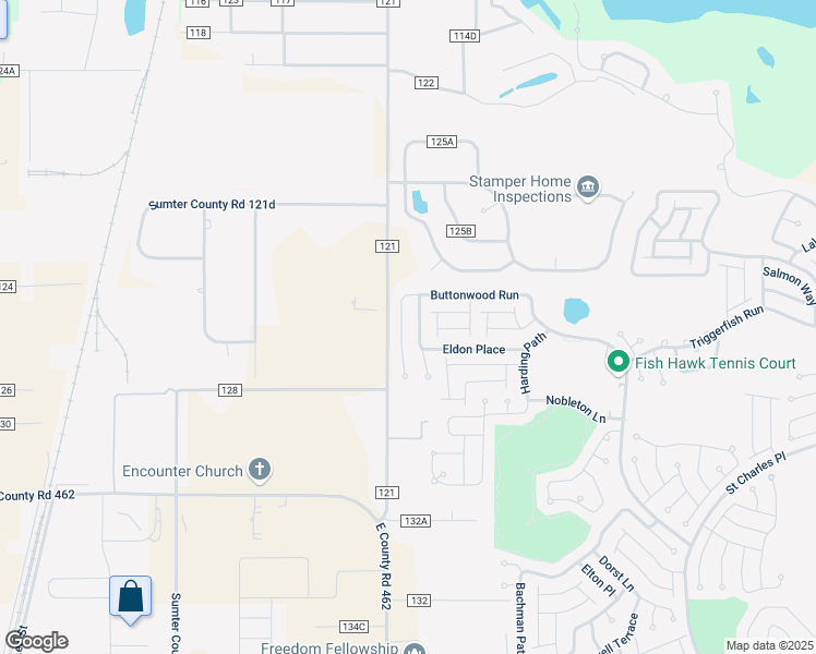 map of restaurants, bars, coffee shops, grocery stores, and more near 2588 Buttonwood Run in The Villages