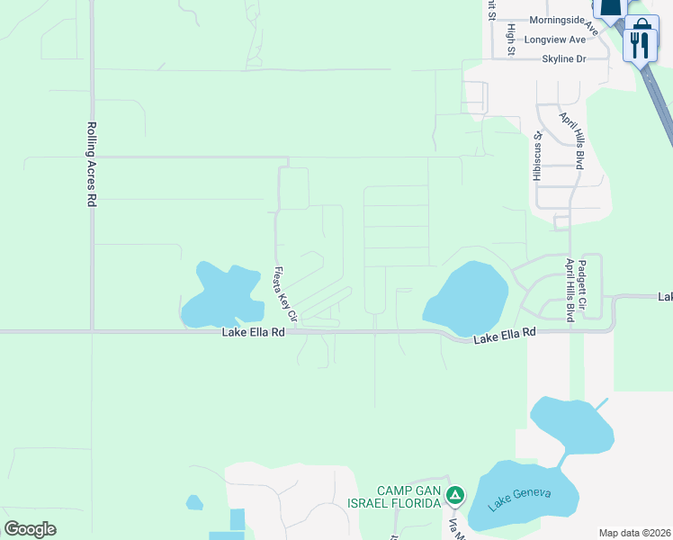 map of restaurants, bars, coffee shops, grocery stores, and more near 1635 Lake Ella Road in Lady Lake