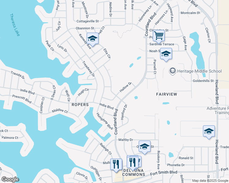 map of restaurants, bars, coffee shops, grocery stores, and more near 961 Hanford Drive in Deltona