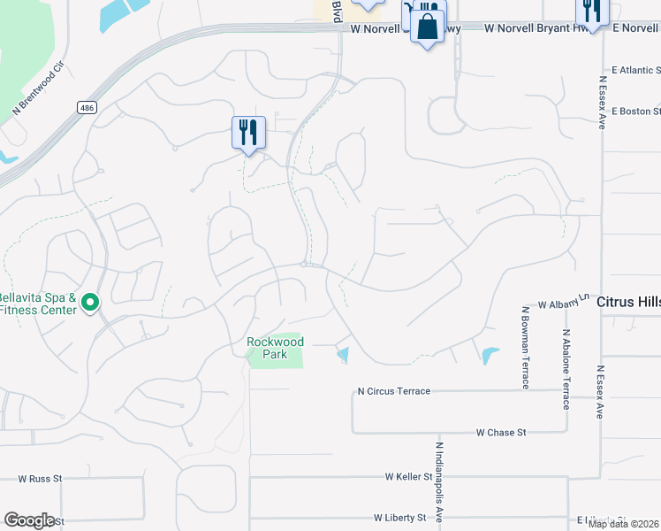 map of restaurants, bars, coffee shops, grocery stores, and more near 1805 North Gibson Point in Hernando