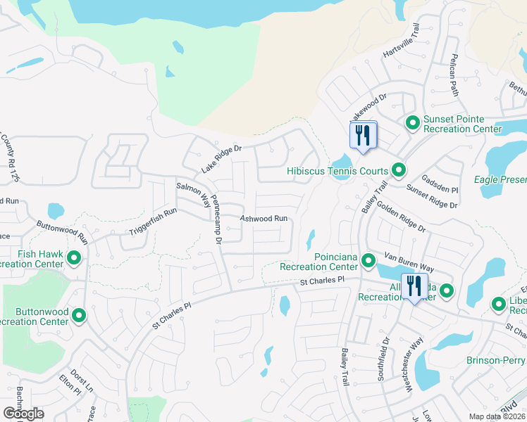 map of restaurants, bars, coffee shops, grocery stores, and more near 1936 Adair Lane in The Villages