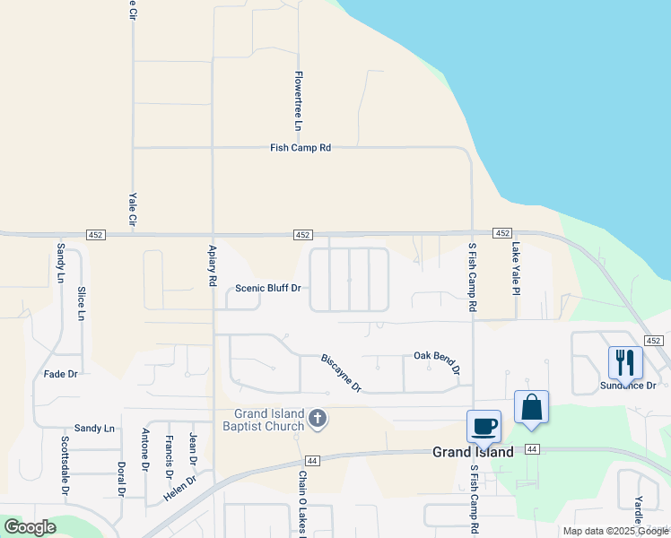 map of restaurants, bars, coffee shops, grocery stores, and more near 37106 Scenic Ridge Drive in Grand Island