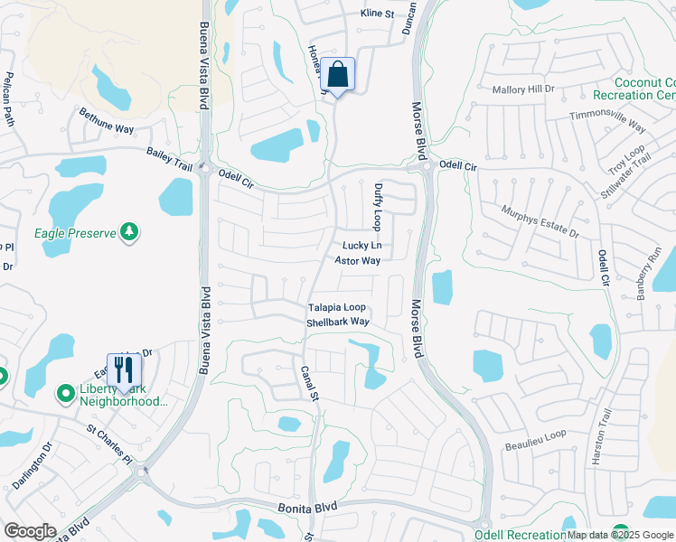 map of restaurants, bars, coffee shops, grocery stores, and more near 1810 Longwood Court in The Villages