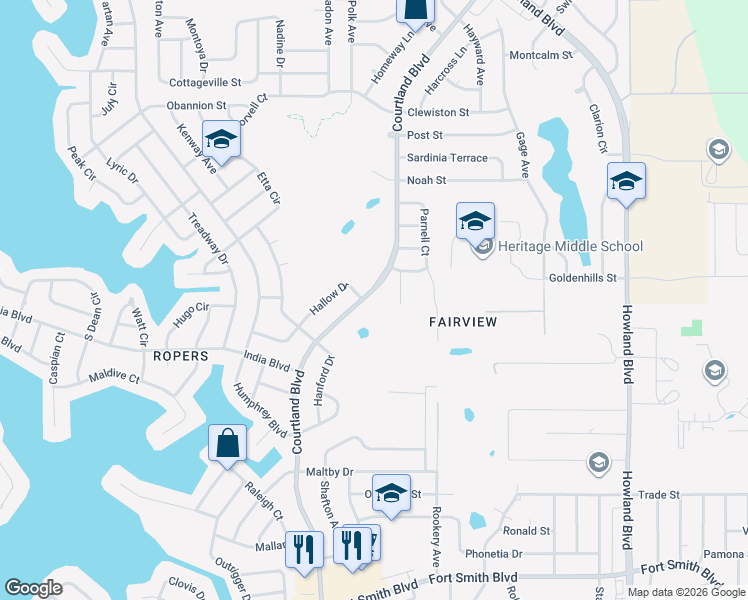map of restaurants, bars, coffee shops, grocery stores, and more near 981 Courtland Boulevard in Deltona