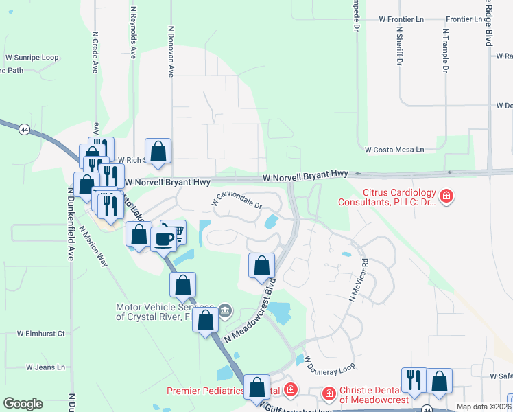 map of restaurants, bars, coffee shops, grocery stores, and more near West Cannondale Drive in Crystal River