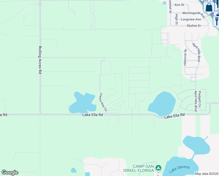 map of restaurants, bars, coffee shops, grocery stores, and more near 1635 Lake Ella Road in Lady Lake