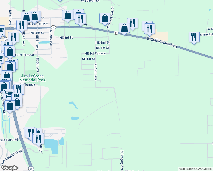 map of restaurants, bars, coffee shops, grocery stores, and more near 8169 West Tawny Rose Lane in Crystal River