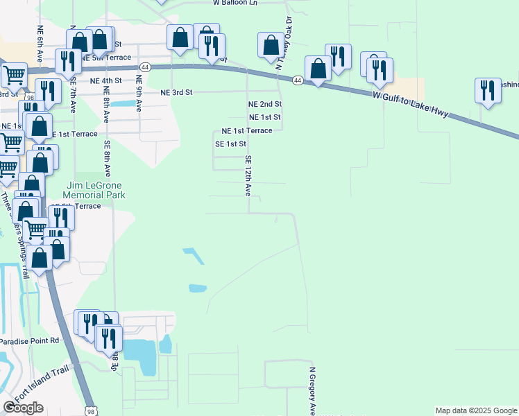map of restaurants, bars, coffee shops, grocery stores, and more near 8169 West Tawny Rose Lane in Crystal River