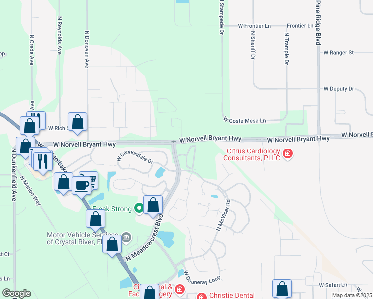 map of restaurants, bars, coffee shops, grocery stores, and more near 5986 West Poplar Springs Circle in Crystal River