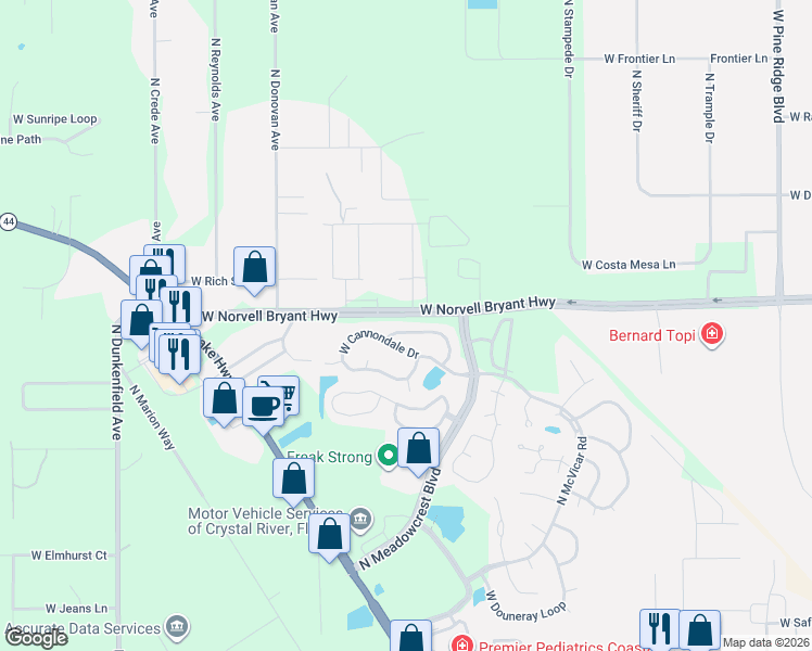 map of restaurants, bars, coffee shops, grocery stores, and more near 6319 West Glynborne Loop in Crystal River