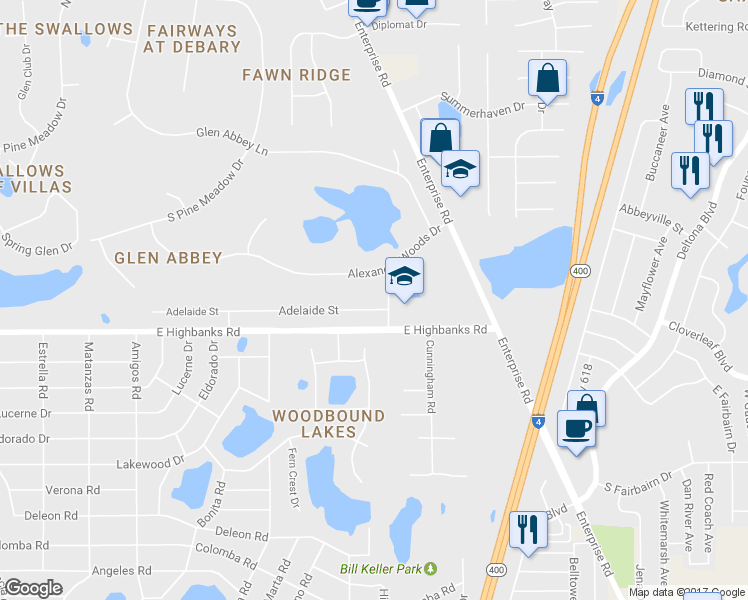map of restaurants, bars, coffee shops, grocery stores, and more near 296 Adelaide St in DeBary