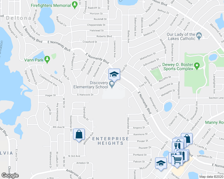 map of restaurants, bars, coffee shops, grocery stores, and more near 975 Abagail Drive in Deltona