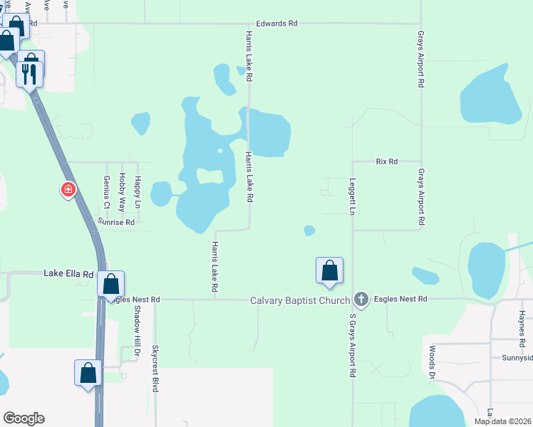 map of restaurants, bars, coffee shops, grocery stores, and more near 37326 Harris Lake Road in Lady Lake