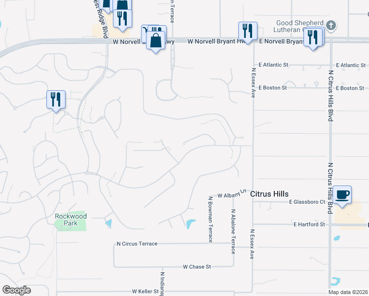 map of restaurants, bars, coffee shops, grocery stores, and more near 328 West Redsox Path in Hernando
