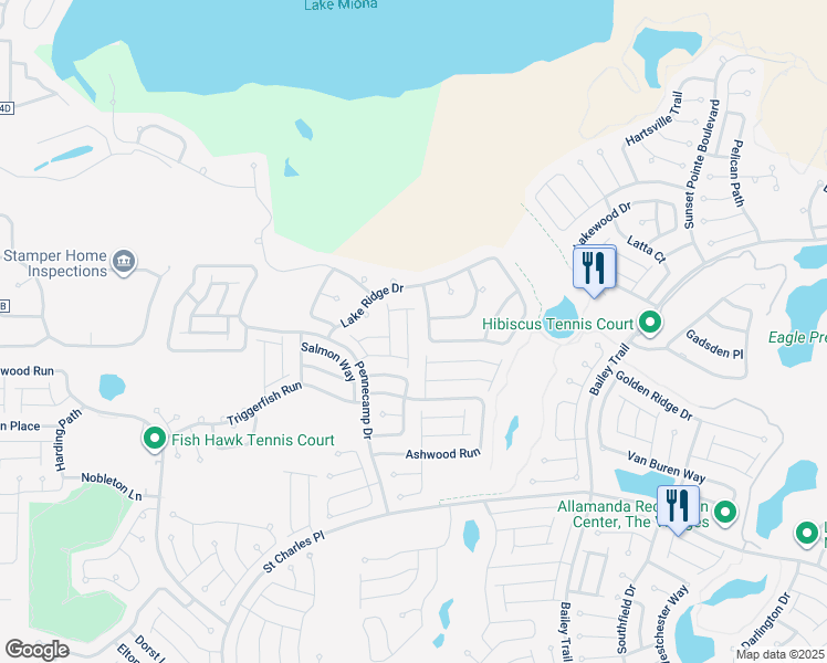 map of restaurants, bars, coffee shops, grocery stores, and more near 1713 Jadestone Terrace in The Villages
