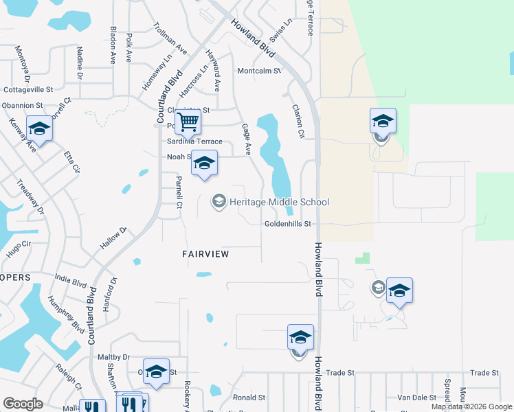 map of restaurants, bars, coffee shops, grocery stores, and more near 1023 Gage Avenue in Deltona