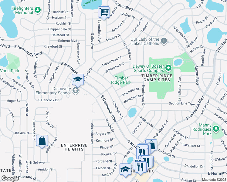 map of restaurants, bars, coffee shops, grocery stores, and more near 1098 Abeline Drive in Deltona