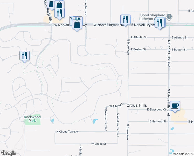 map of restaurants, bars, coffee shops, grocery stores, and more near 240 W Fenway Dr in Hernando