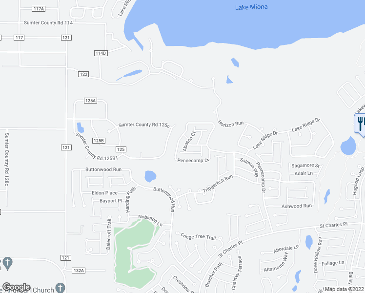 map of restaurants, bars, coffee shops, grocery stores, and more near 1714 Abasco Court in The Villages