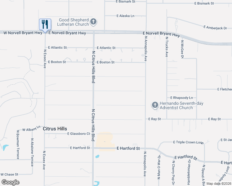 map of restaurants, bars, coffee shops, grocery stores, and more near 651 East Dakota Court in Hernando