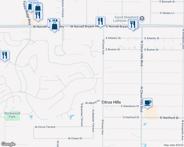 map of restaurants, bars, coffee shops, grocery stores, and more near 33 West Doerr Path in Hernando