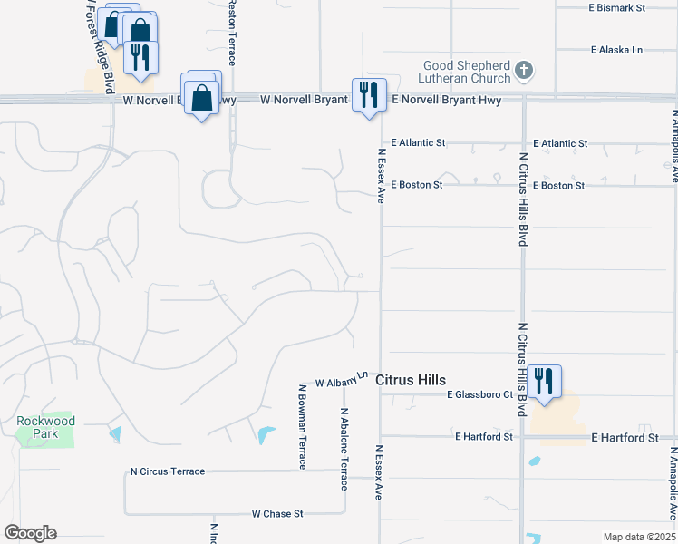 map of restaurants, bars, coffee shops, grocery stores, and more near 34 West Doerr Path in Hernando