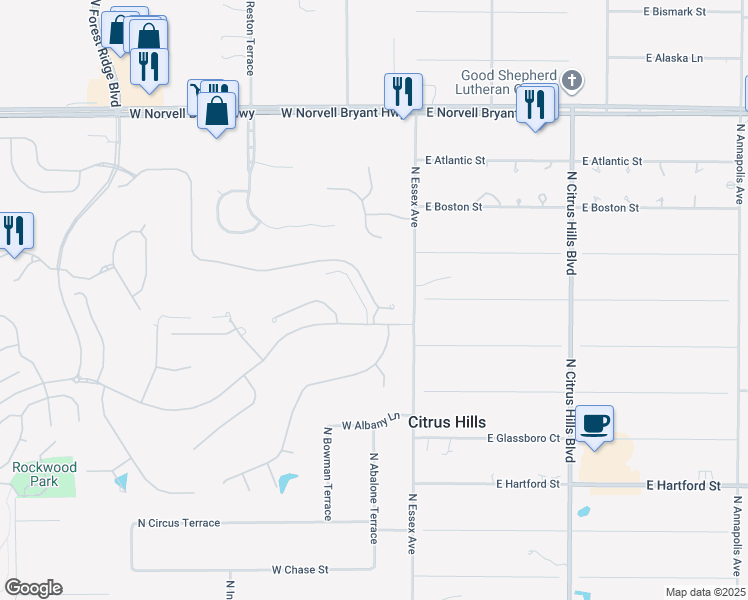 map of restaurants, bars, coffee shops, grocery stores, and more near 33 West Doerr Path in Hernando