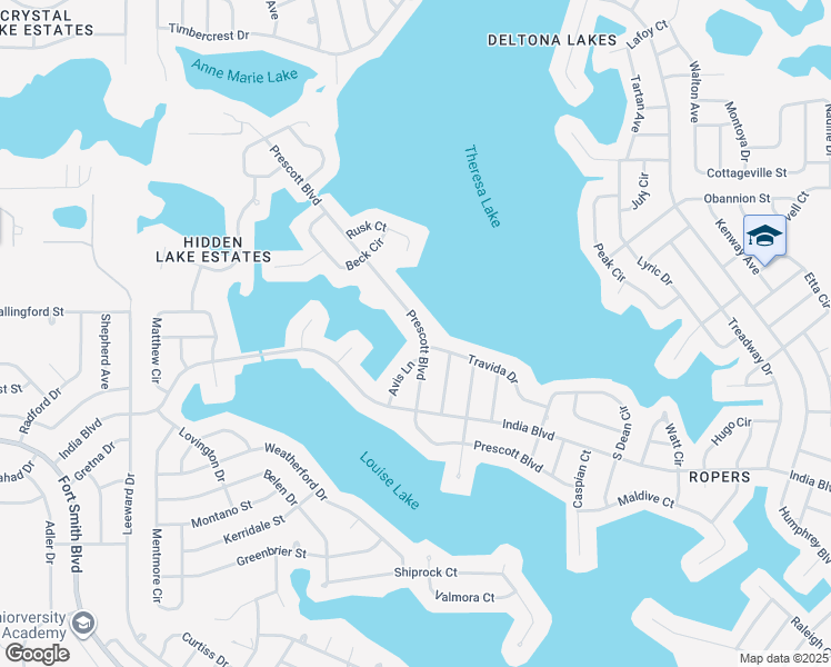 map of restaurants, bars, coffee shops, grocery stores, and more near 1060 Prescott Blvd in Deltona