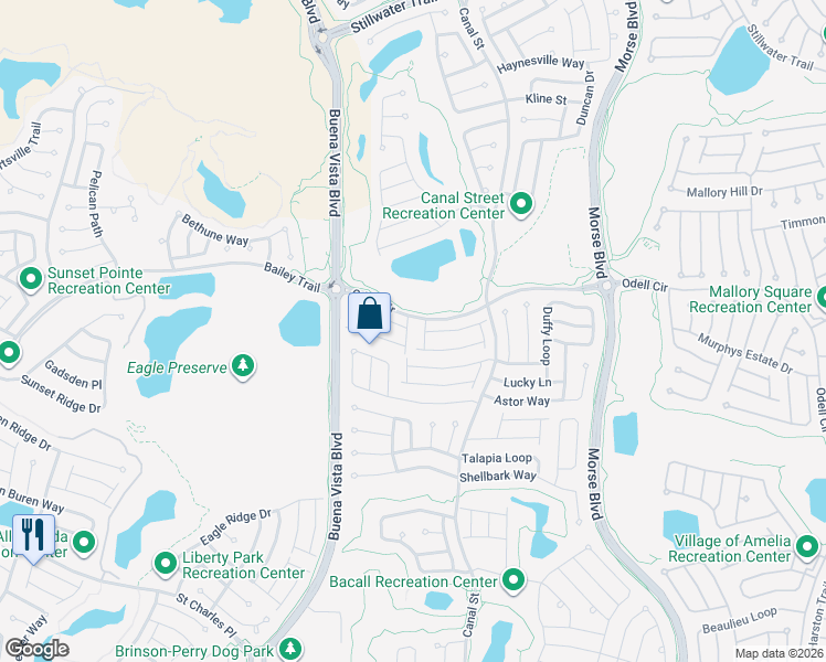 map of restaurants, bars, coffee shops, grocery stores, and more near 1667 Red Hill Road in The Villages