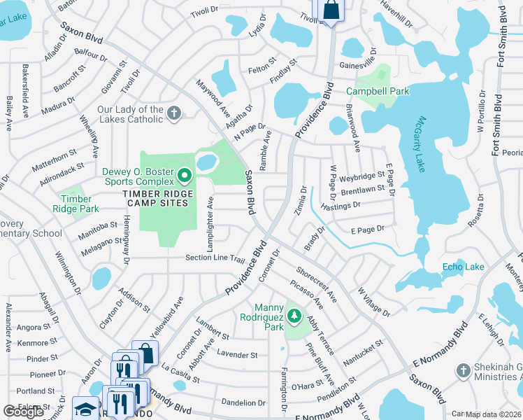 map of restaurants, bars, coffee shops, grocery stores, and more near 1048 Wakefield Circle in Deltona