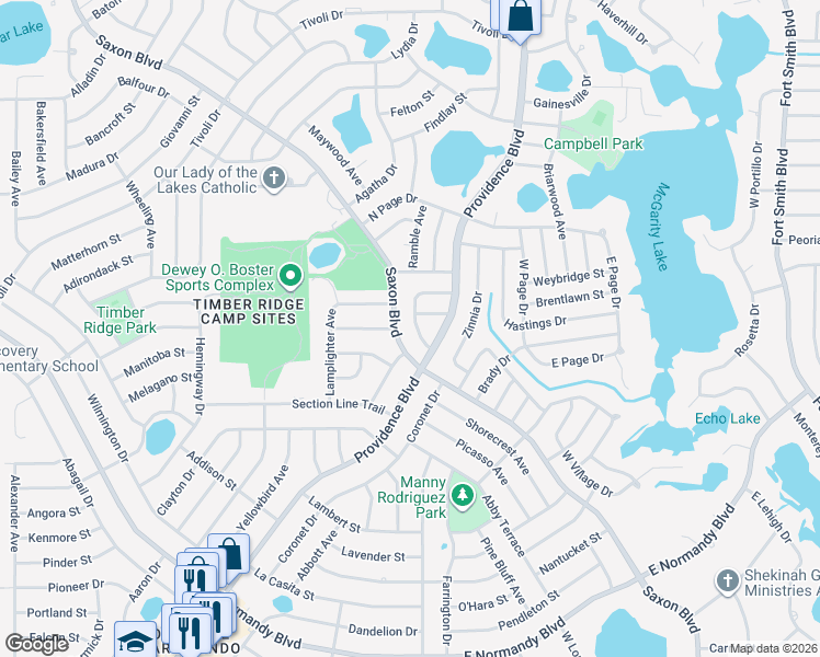 map of restaurants, bars, coffee shops, grocery stores, and more near 1048 Wakefield Circle in Deltona