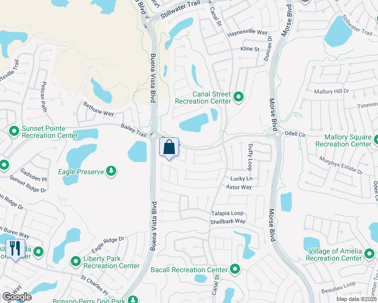 map of restaurants, bars, coffee shops, grocery stores, and more near 1667 Red Hill Road in The Villages