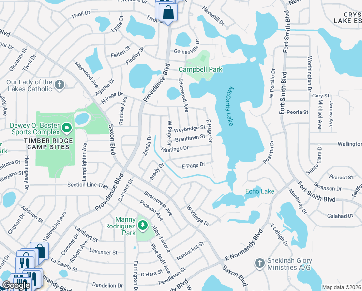map of restaurants, bars, coffee shops, grocery stores, and more near 1626 Hastings Drive in Deltona