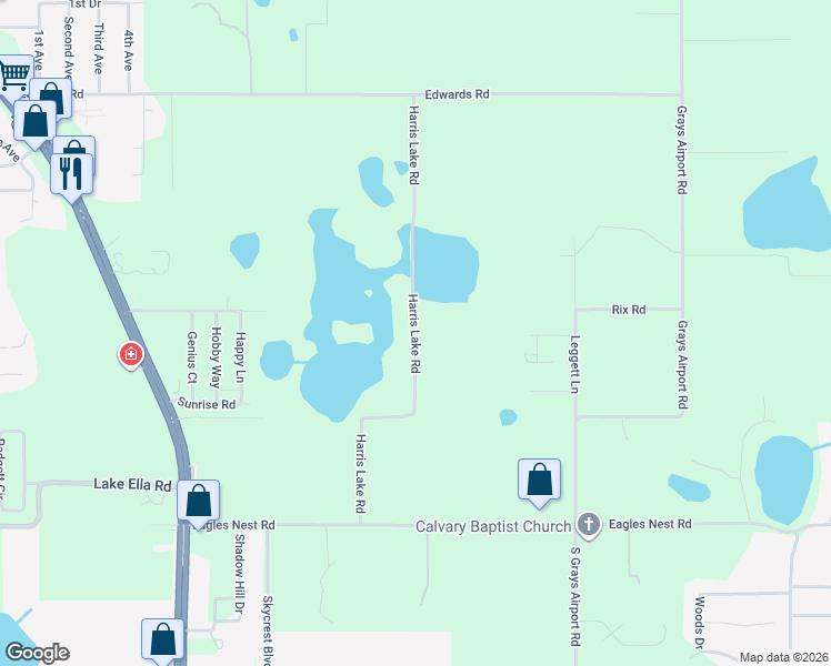 map of restaurants, bars, coffee shops, grocery stores, and more near 37326 Harris Lake Road in Lady Lake